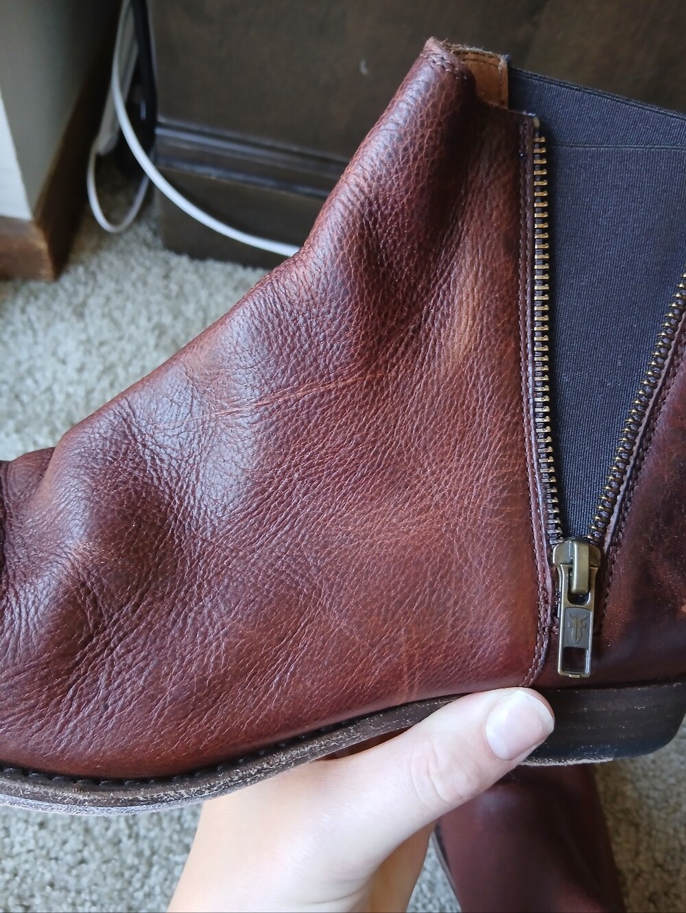 Frye Brown Leather Zip Ankle Boots - Picture 10 of 10